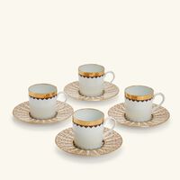 هافيلاند طقم كافالييه رويال المؤلف من 4 فناجين للقهوة مع صحونها بنقوش ذهبية