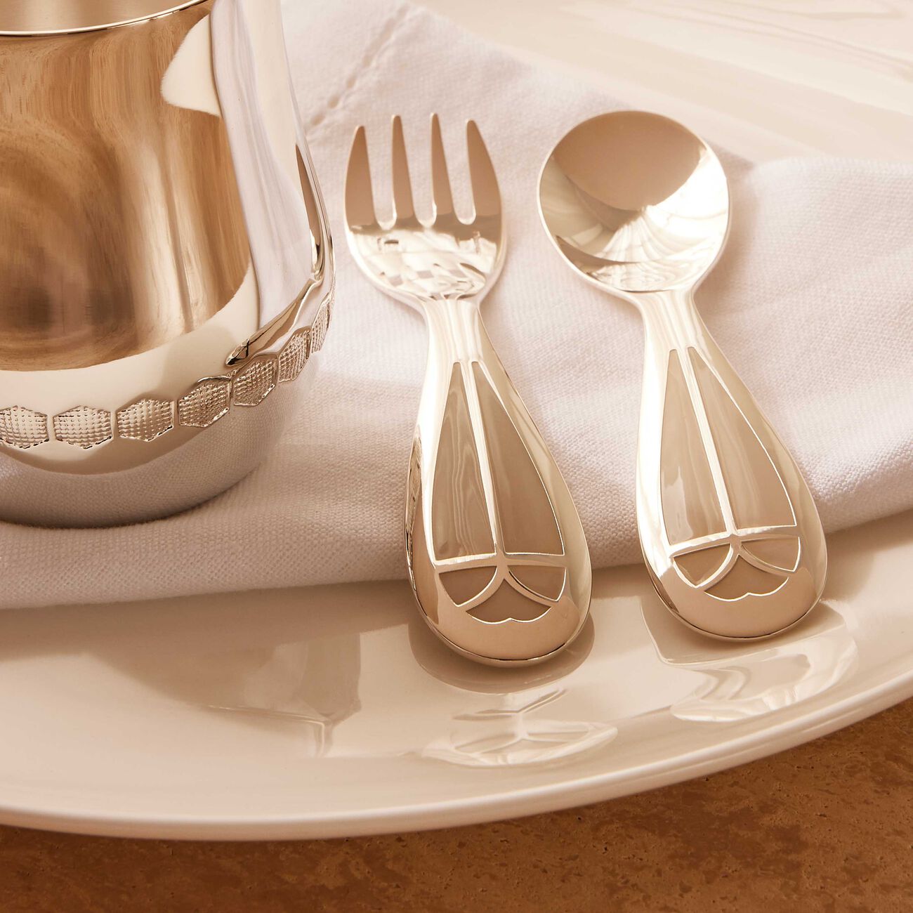 christofle quartz talisman baby flatware white set of 2