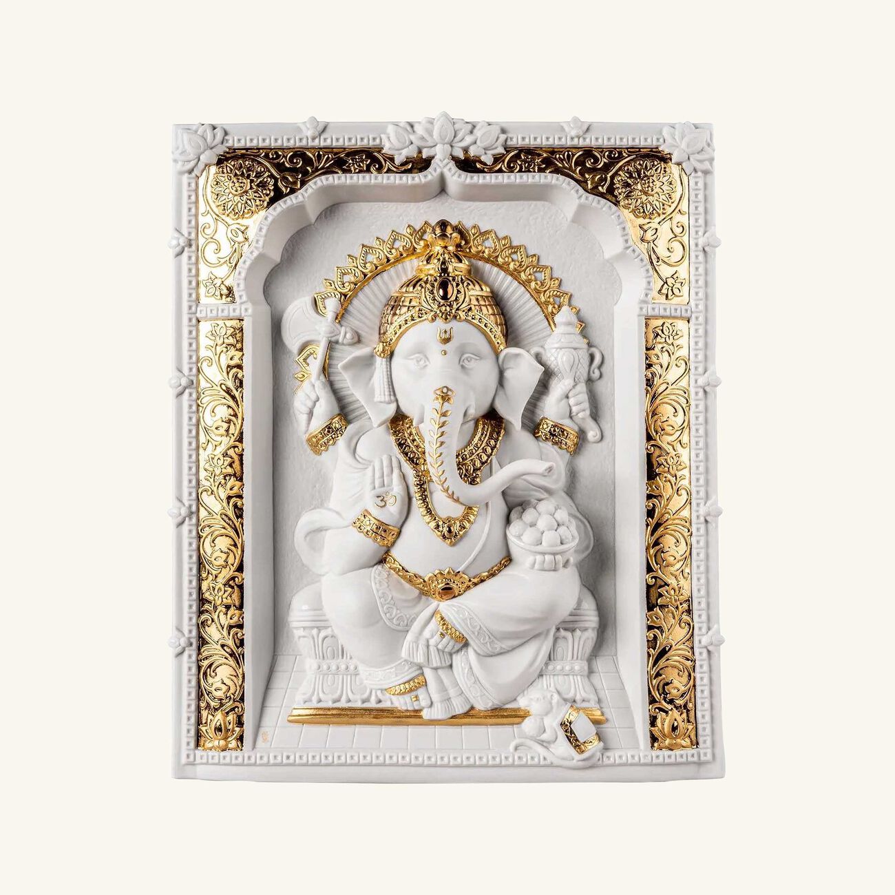 lladro lord ganesha wall art medium white