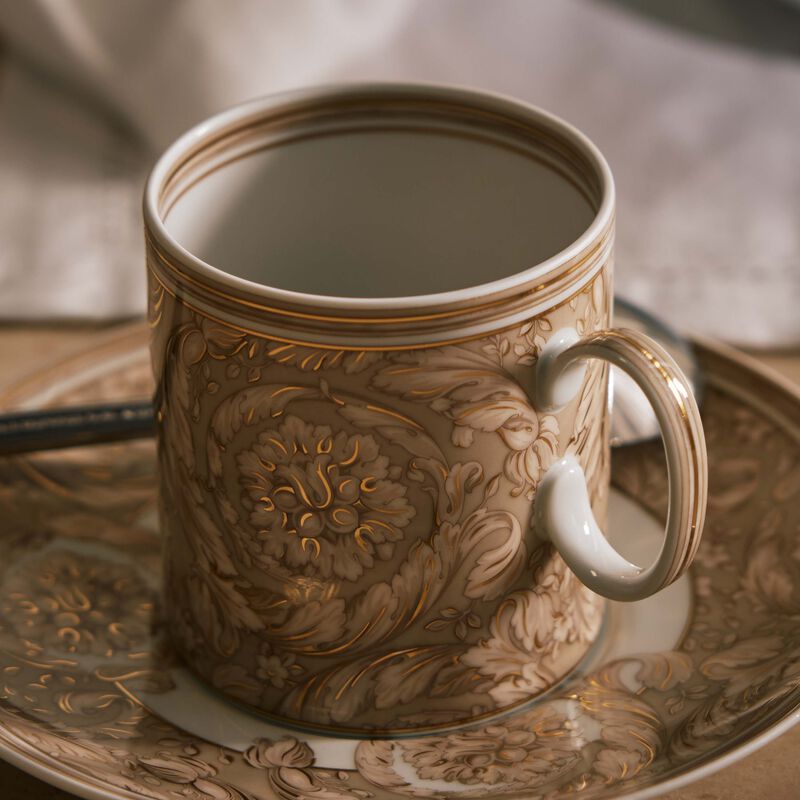 versace barocco beige coffee cup   saucer