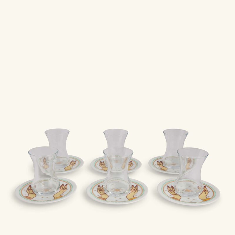 Hessa Tea Cup & Saucer Clear Set Of 6 silsal hessa tea cup saucer clear set of 6