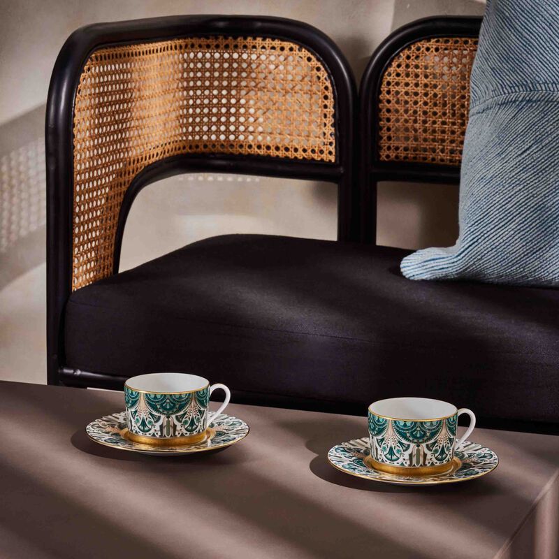 Rêves Du Nil Tea Cup & Saucer Green Set of 4 haviland r ves du nil tea cup saucer green set of 4