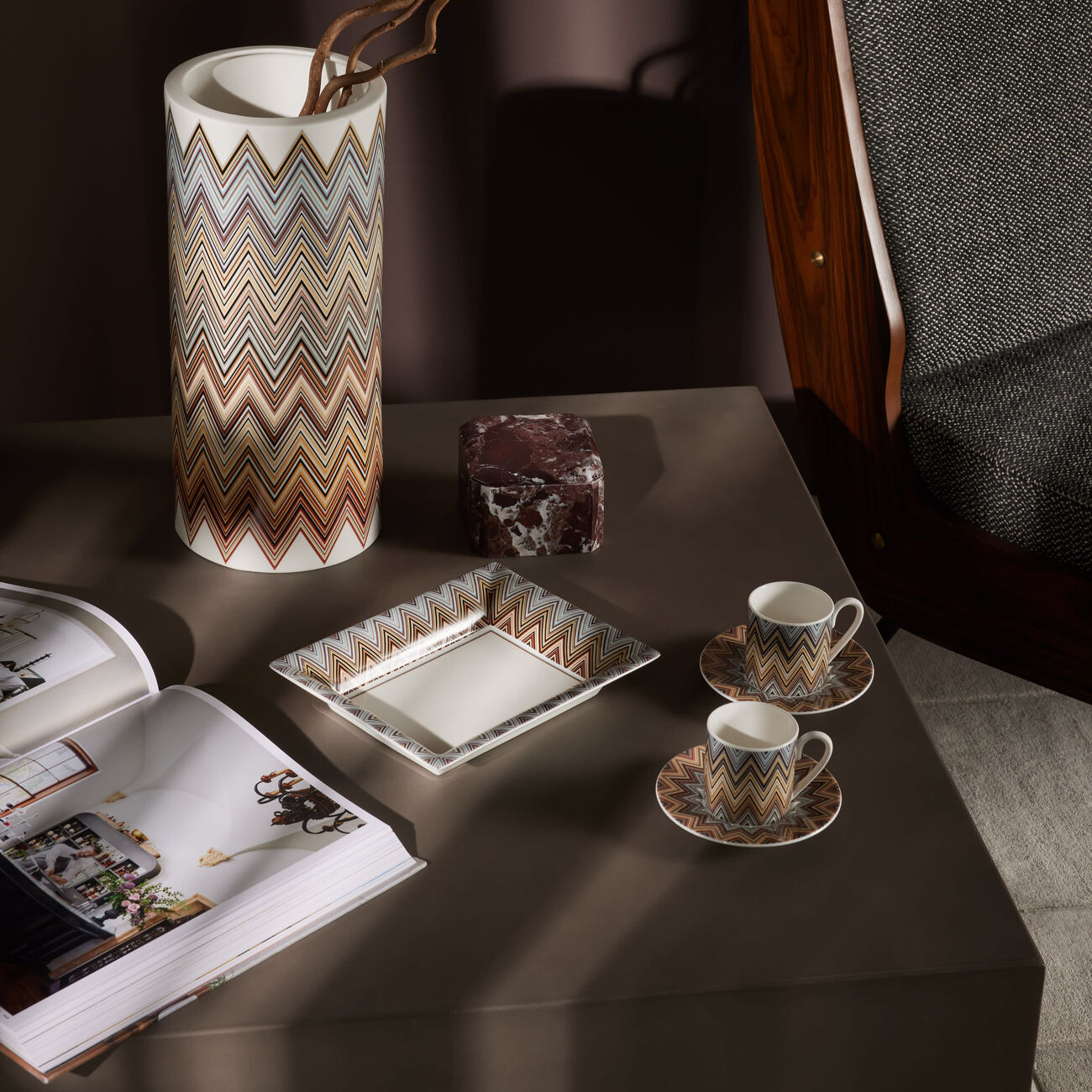 ميسوني هوم صينية الحلى والمجوهرات زيك زاك جاريس مستطيلة صغيرة