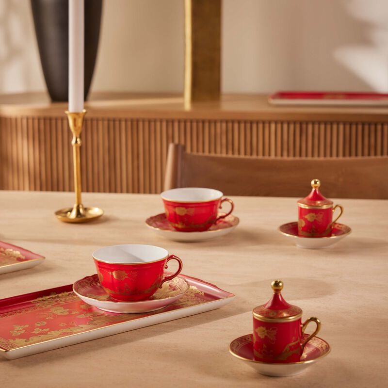 Oriente Italiano Tea Set with Tray Red 5 pieces ginori 1735 oriente italiano tea set with tray red 5 pieces