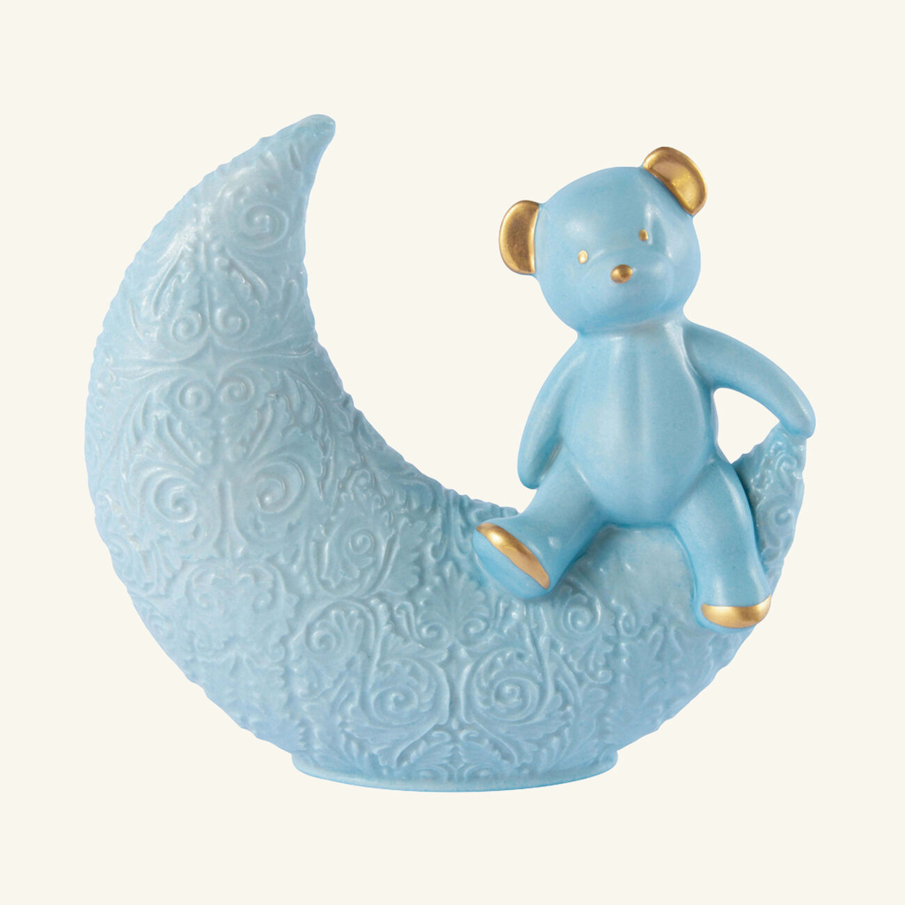 villari teddy on the moon figurine mini blue