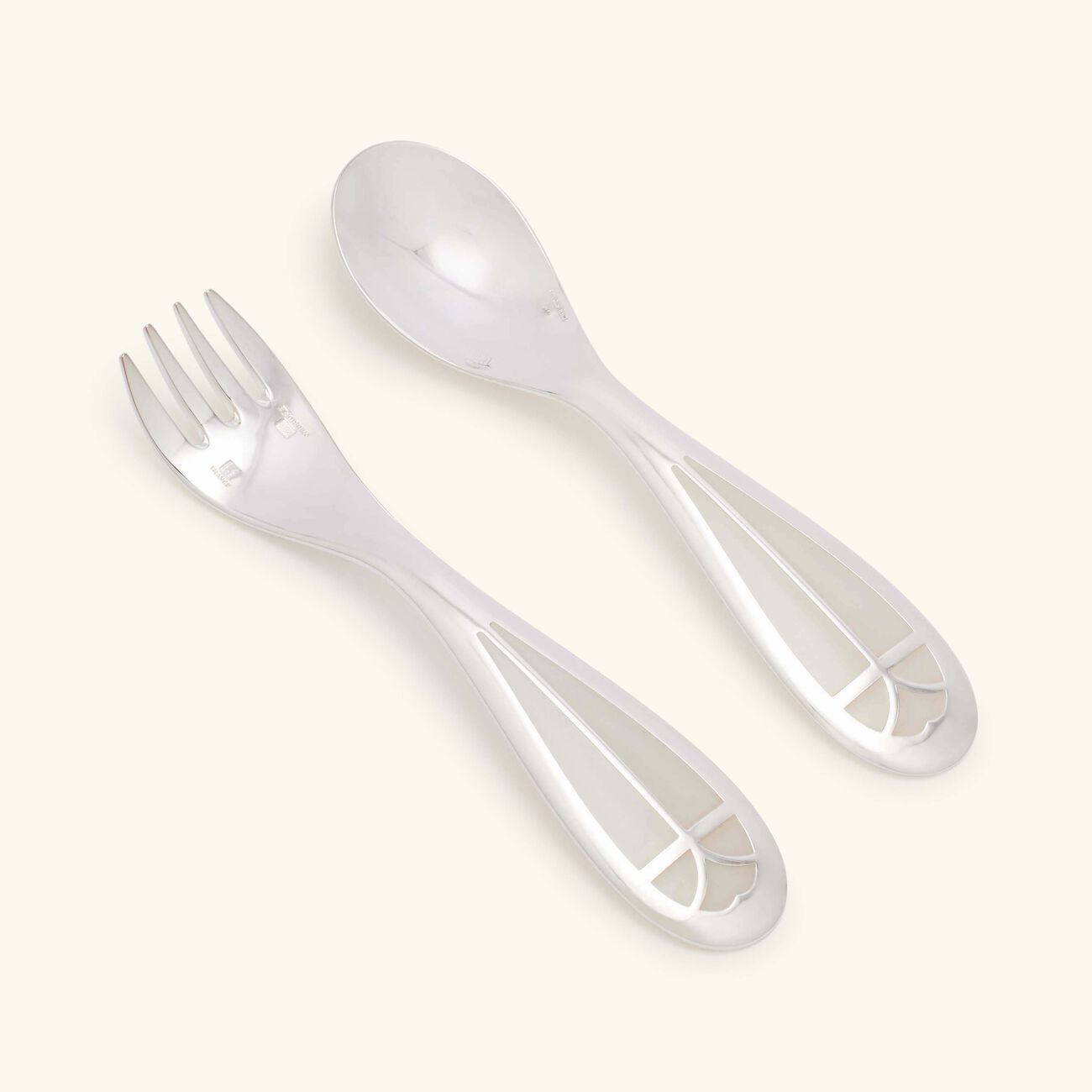 christofle quartz talisman baby flatware white set of 2