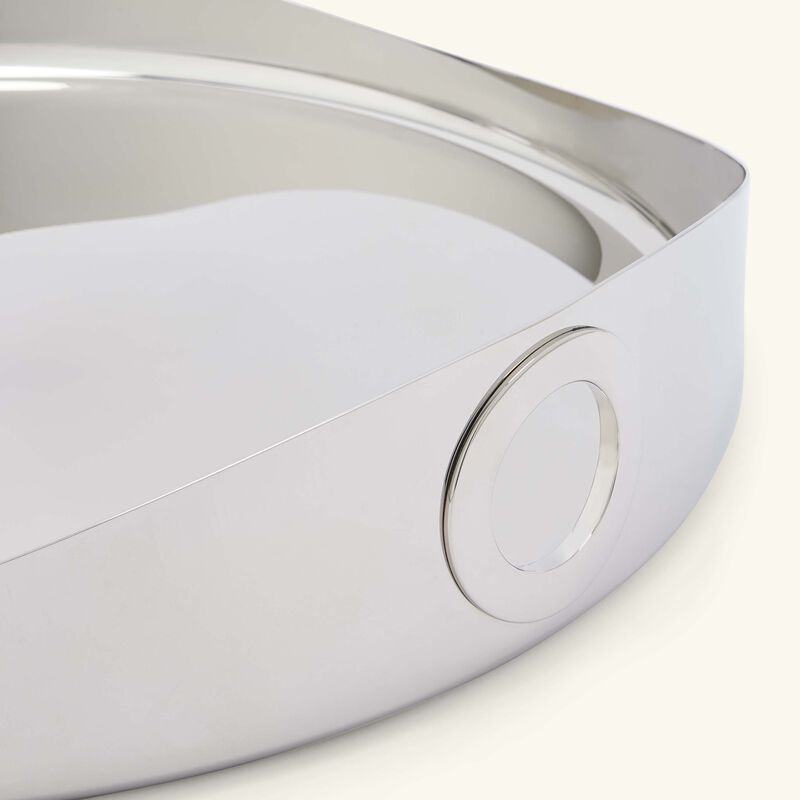 oh de christofle serving tray round large stainless steel