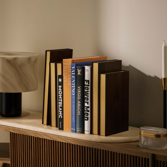 assouline library bookends brown gold