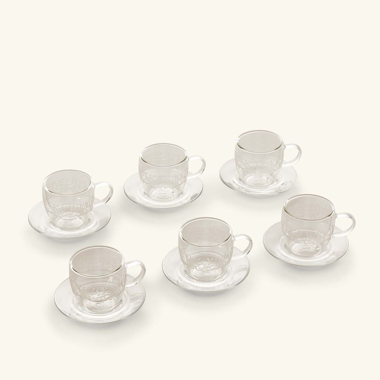 Thuluth Coffee Cup & Saucer Clear Set of 6 dimlaj thuluth coffee cup saucer clear set of 6