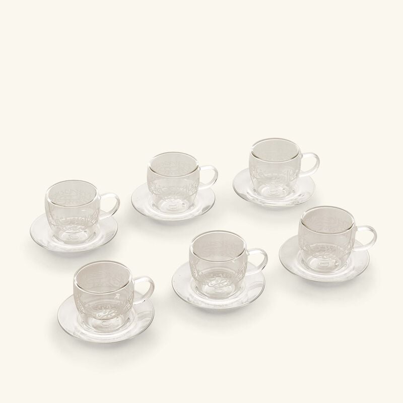 Thuluth Coffee Cup & Saucer Clear Set of 6 dimlaj thuluth coffee cup saucer clear set of 6