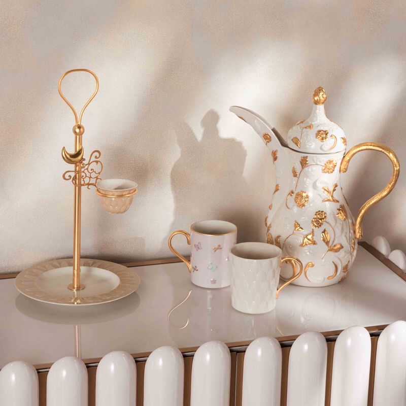 Peacock Extravaganza Cookie Stand & Coffee Cup Holder Gold villari peacock extravaganza cookie stand coffee cup holder gold