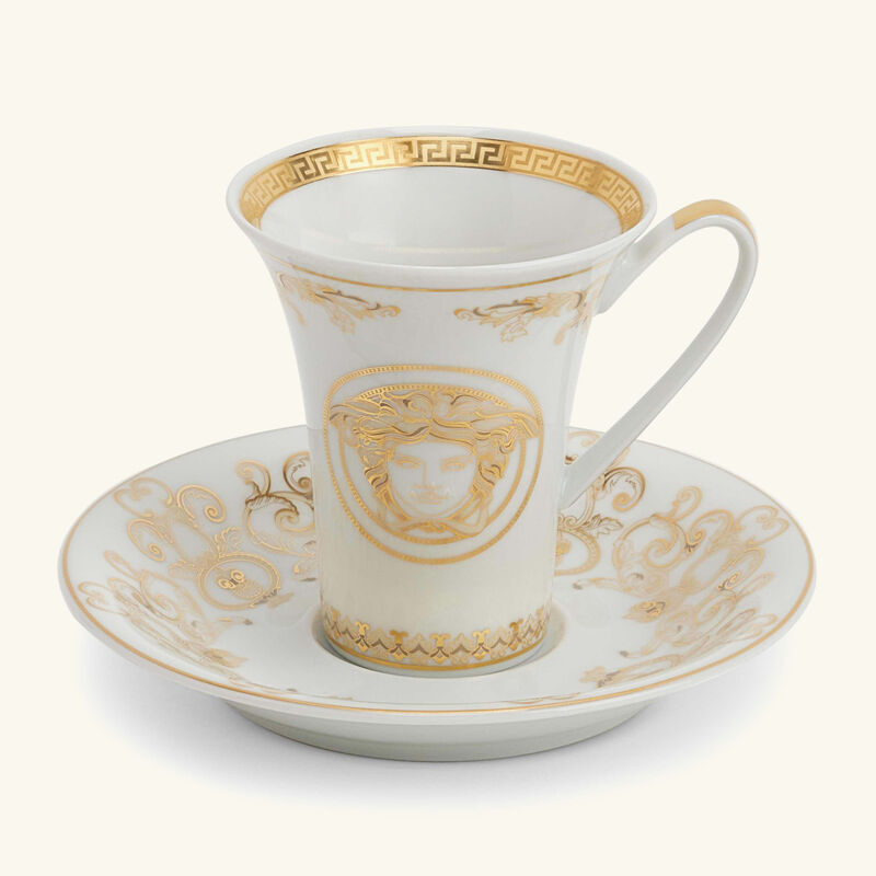 فيرساتشي طقم ميدوزا جالا مؤلف من 6 فناجين للقهوة مع صحونها باللون الأبيض