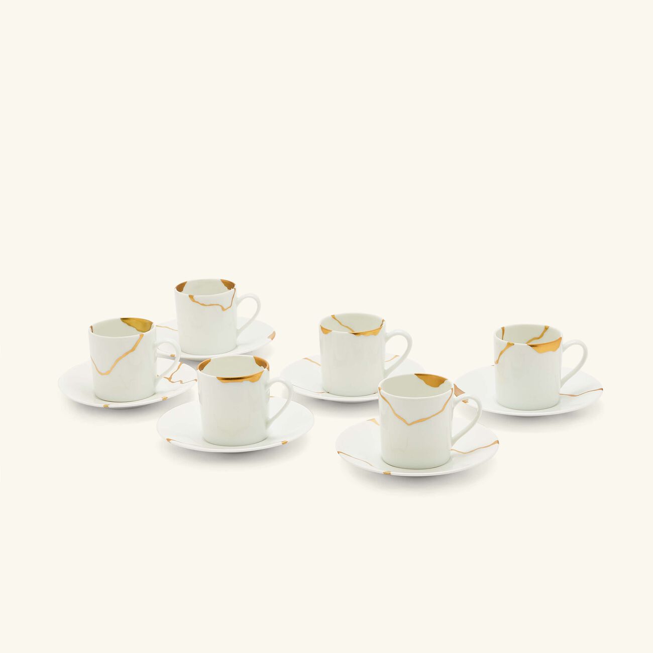 bernardaud kintsugi coffee cup   saucer white set of 6