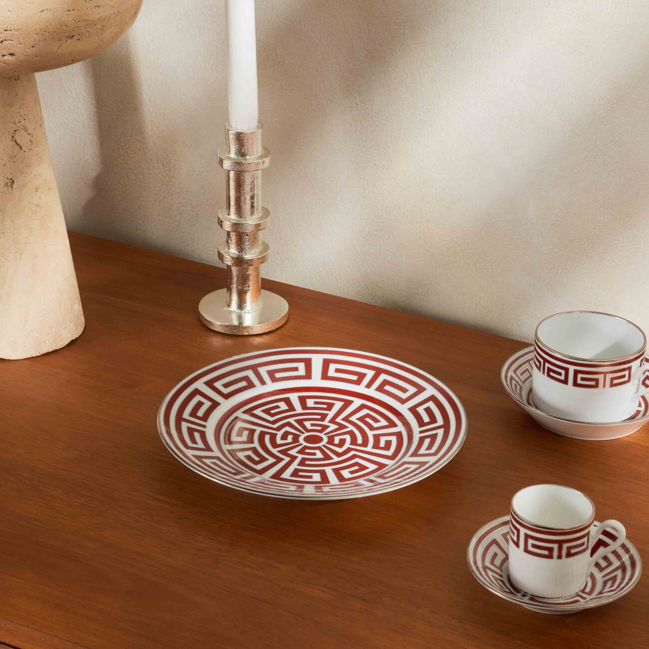 ginori 1735 labirinto dessert plate round red 22cm