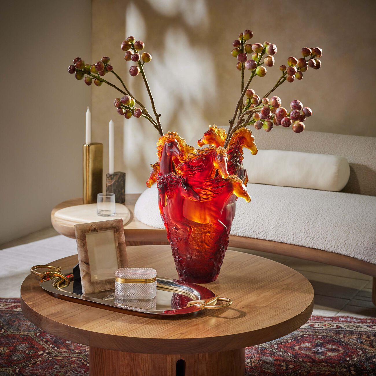 Cheval Ambre Vase Medium Brown daum cheval ambre vase medium brown