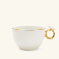 فيلاري فنجان الشاي باترفلاي مع صحنه أبيض وذهبي