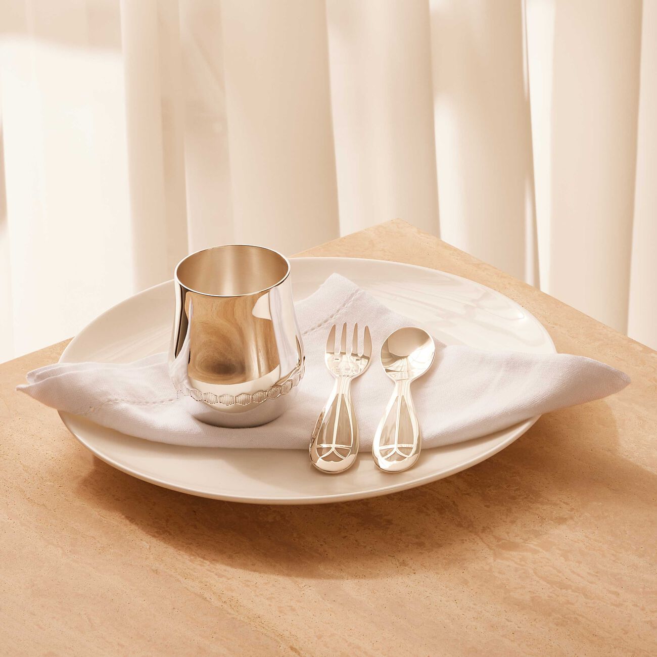 christofle quartz talisman baby flatware white set of 2