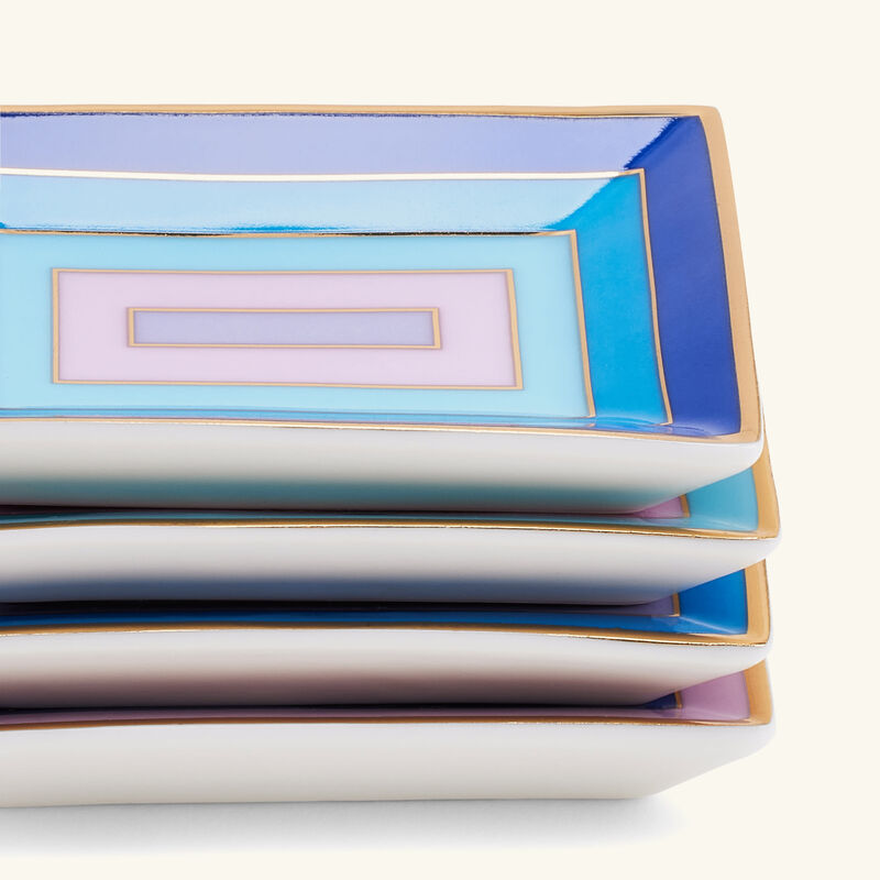 Scala Trinket Tray Rectangular Small Blue Set Of 4 jonathan adler scala trinket tray rectangular small blue set of 4