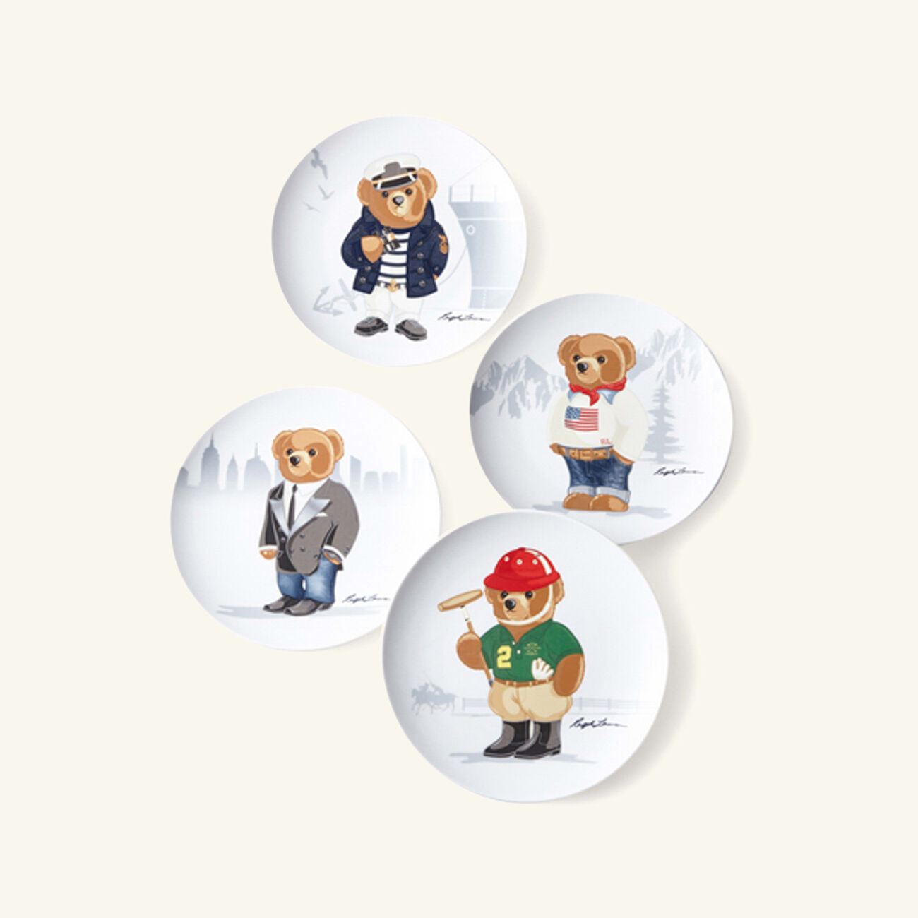 Haven Bears Dessert Plate Round White Set Of 4 ralph lauren home haven bears dessert plate round white set of 4