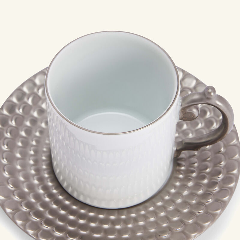 Aegean Coffee Cup & Saucer Silver Set Of 2 l objet aegean coffee cup saucer silver set of 2
