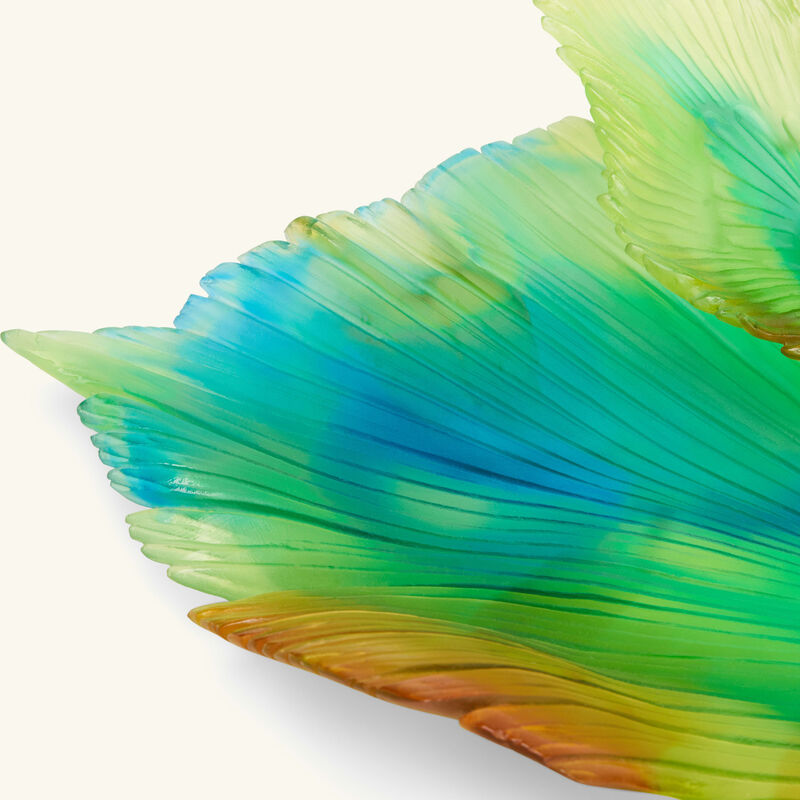 daum fleur de paon centrepiece medium green