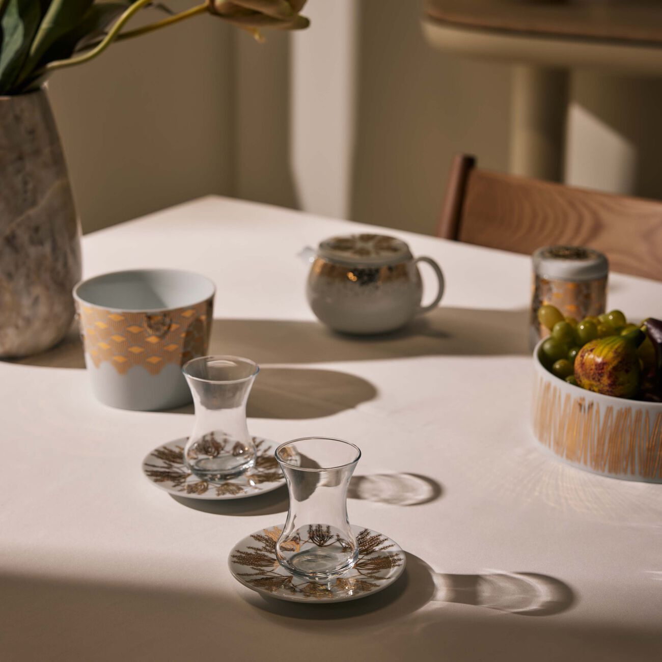 silsal tamrah by razan alazzouni branch arabic tea cup   saucer gold set of 2