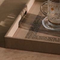 دملاج صينية الضيافة شفا مستطيلة باللون البيج 49   36 سم