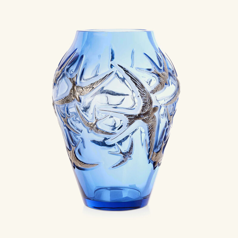 Hirondelles Vase Medium Blue lalique hirondelles vase medium blue