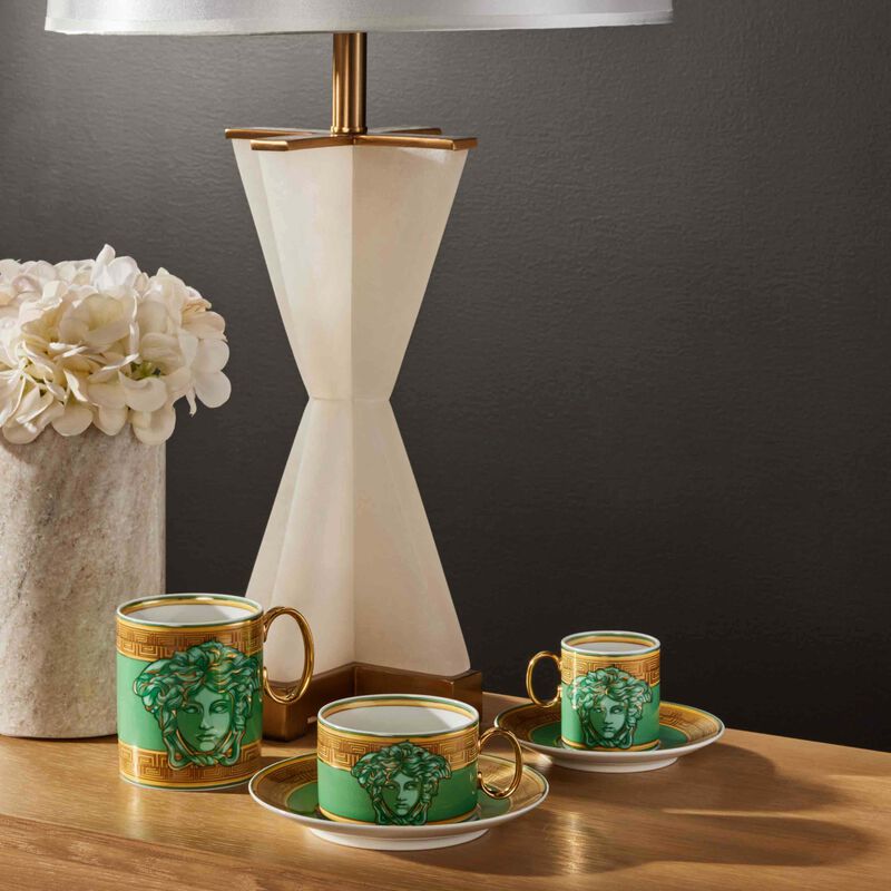 versace green coin tea cup   saucer green