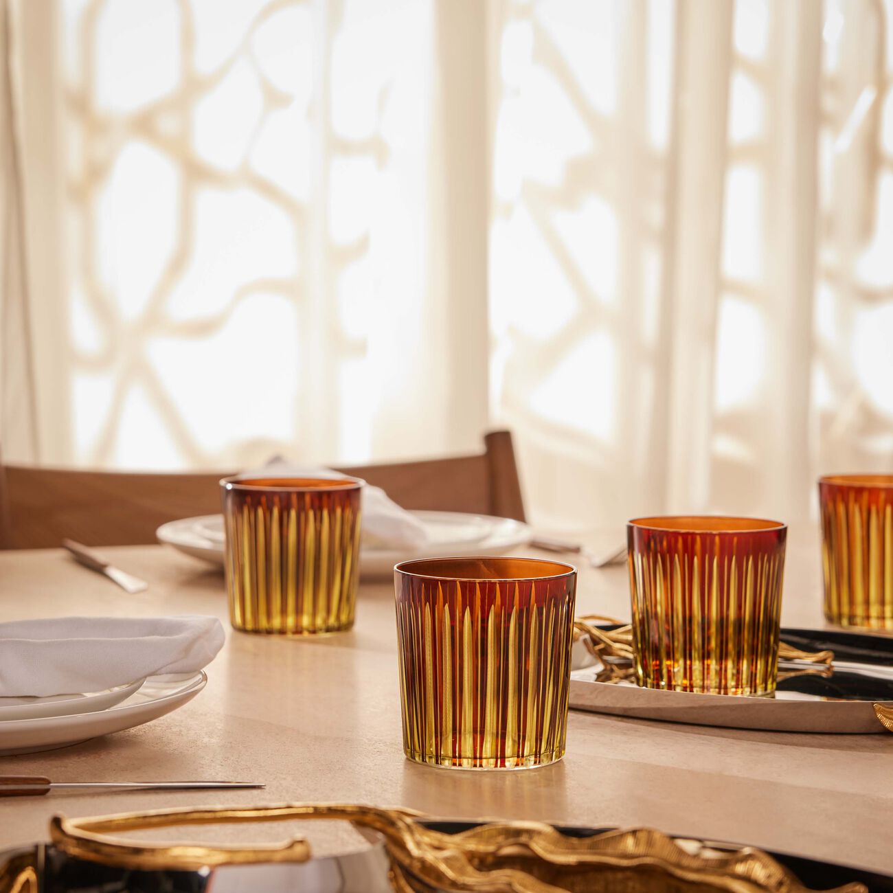 Prism Double Old Fashioned Glasses Amber Set of 4 l objet prism double old fashioned glasses amber set of 4