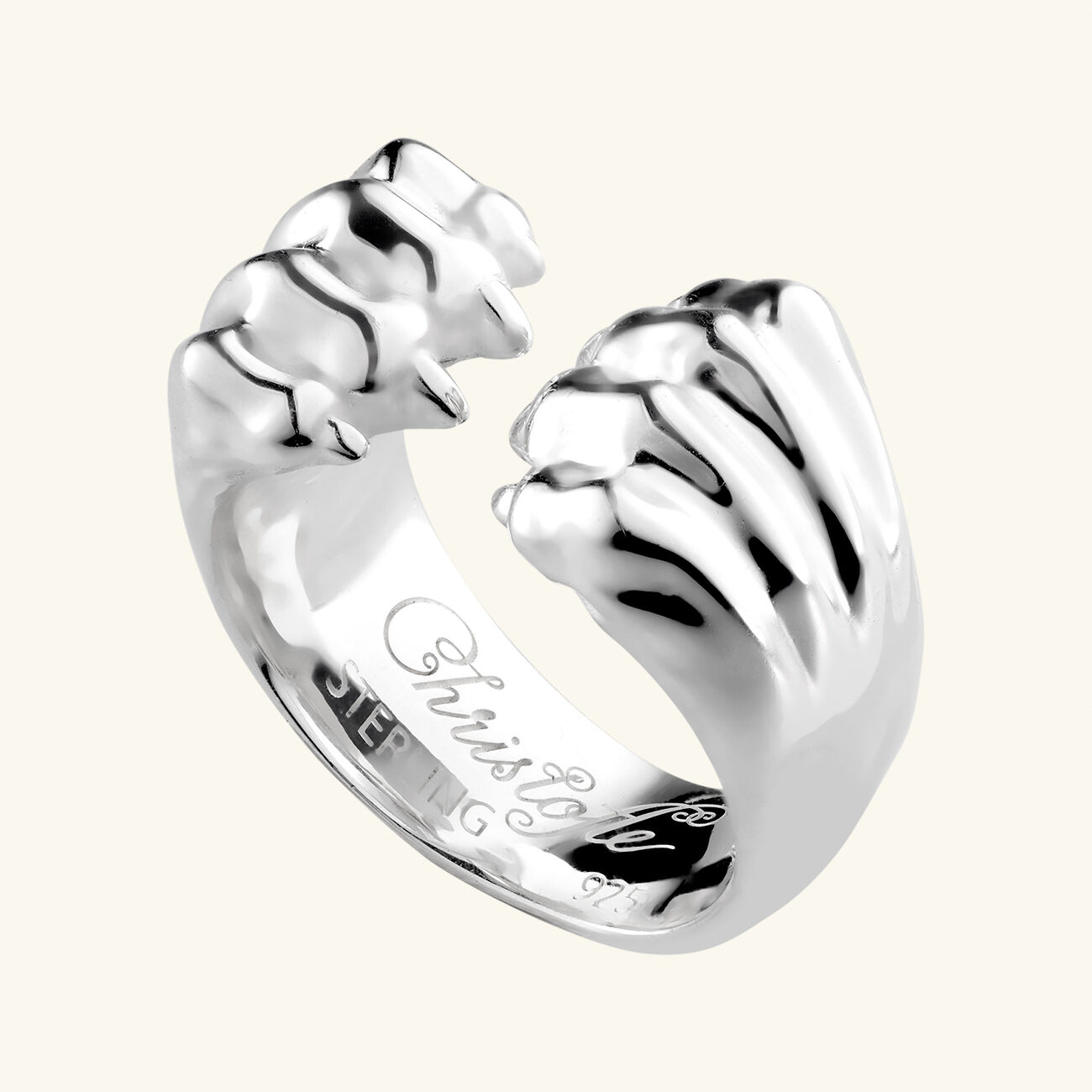 كريستوفل خاتم بات دو ليون فضي بتصميم مفتوح   مقاس 51