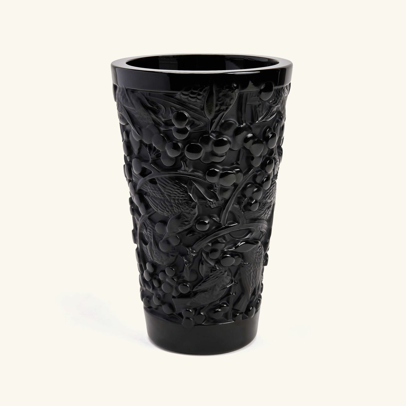 Merles et Raisins Vase Small Black lalique merles et raisins vase small black