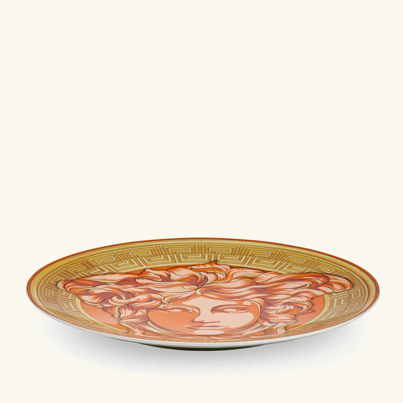 versace medusa amplified orange coin charger plate round orange 33cm