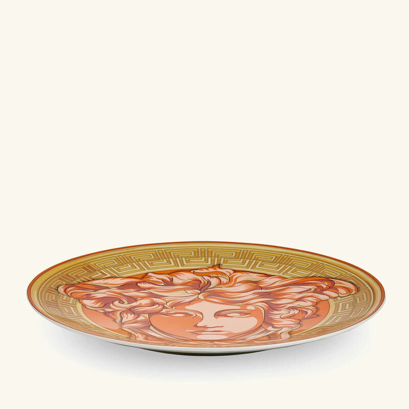 versace medusa amplified orange coin charger plate round orange 33cm