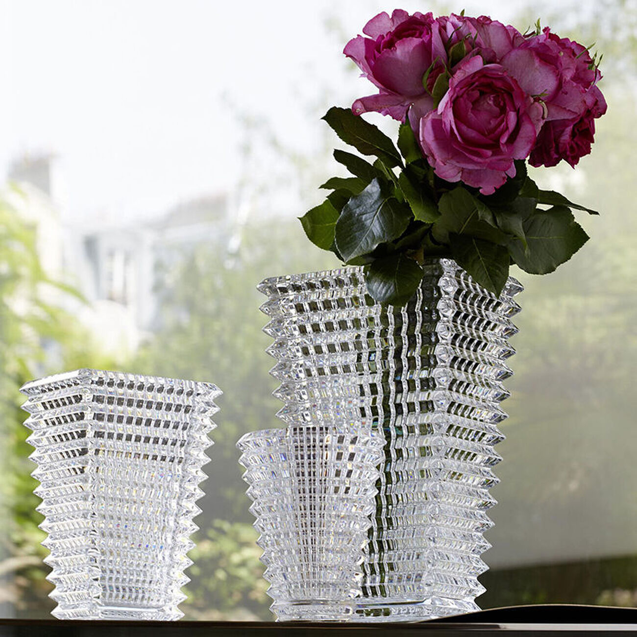 Clear Eye Vase Set baccarat clear eye vase set