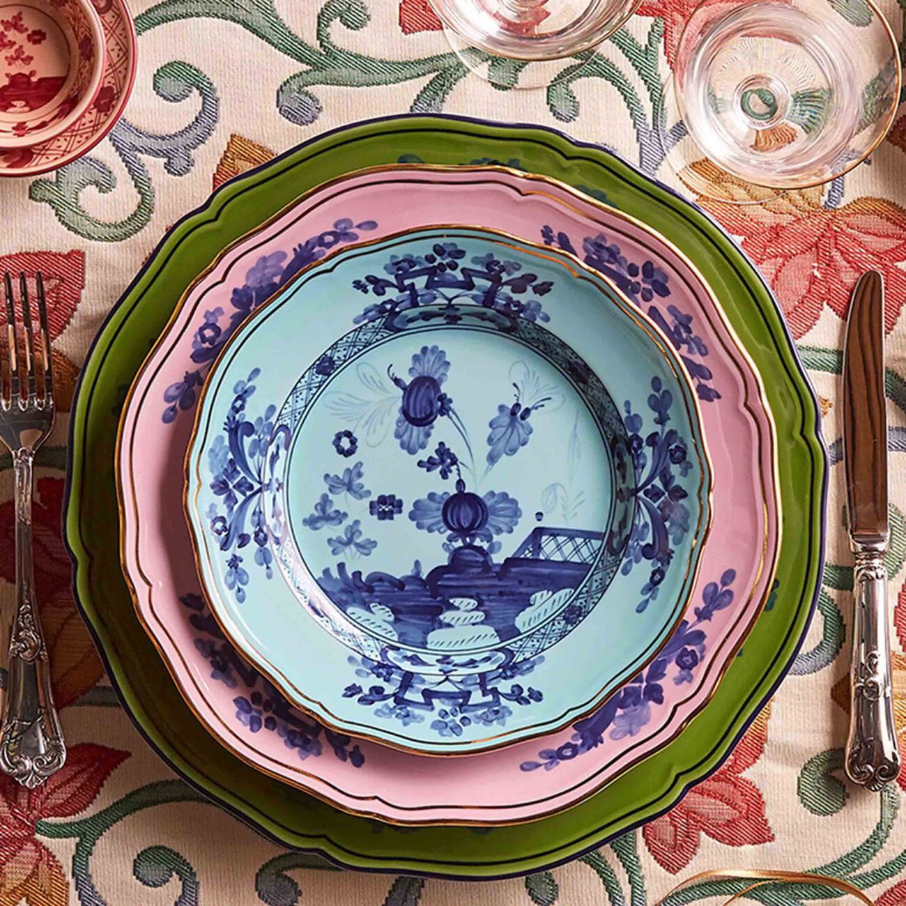 ginori 1735 oriente italiano azalea dinner plate round pink 26cm