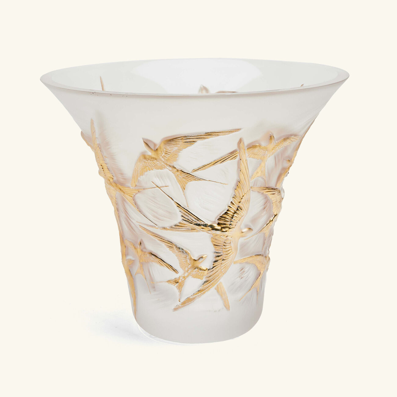 lalique hirondelles vase medium gold