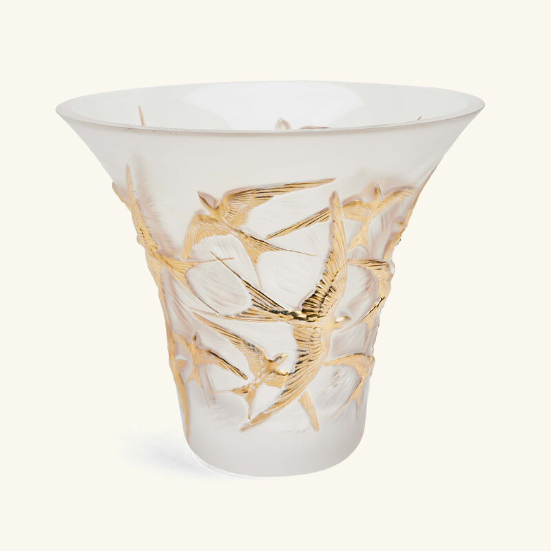 lalique hirondelles vase medium gold