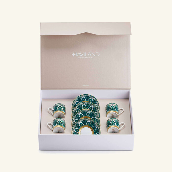 haviland r ves du nil coffee cup   saucer green set of 4