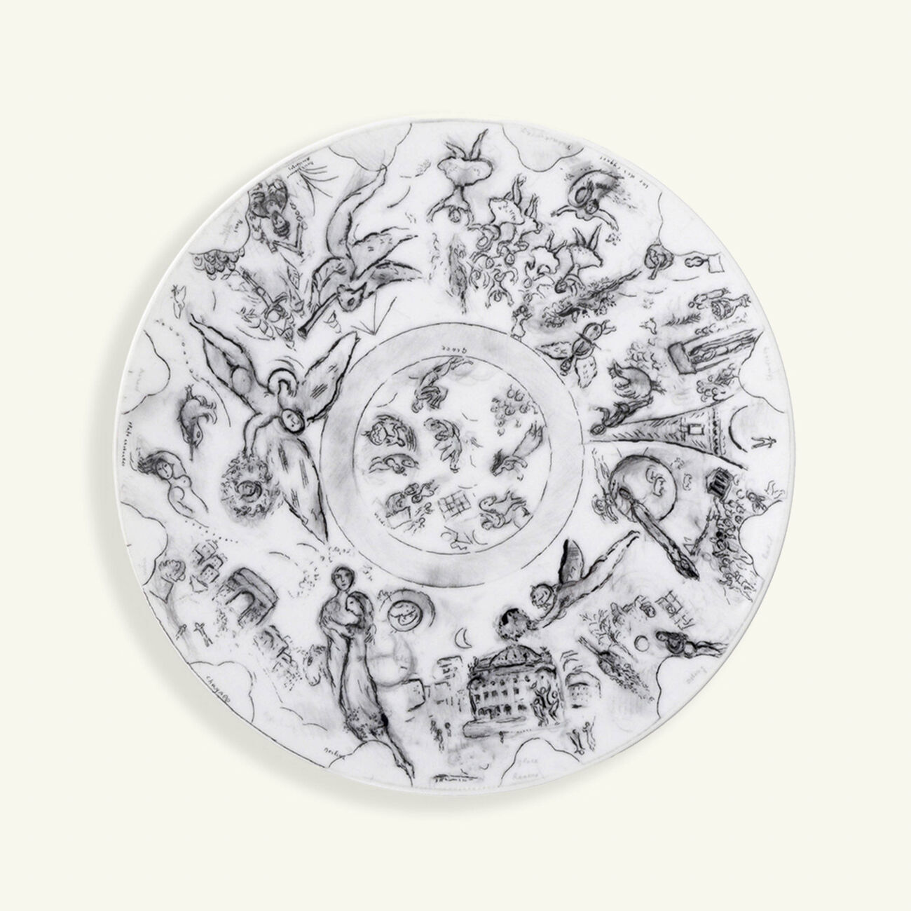 Marc Chagall Salad Plate Round White 21cm Set Of 6 bernardaud marc chagall salad plate round white 21cm set of 6