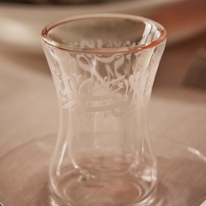 dimlaj thuluth tea cup   saucer clear set of 6