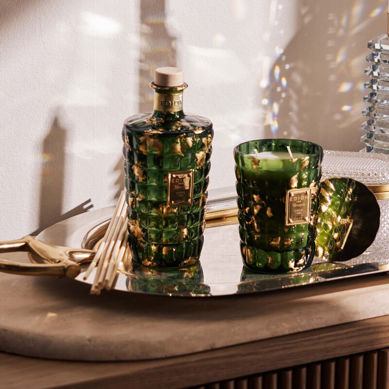 edion iris green candle   diffuser set