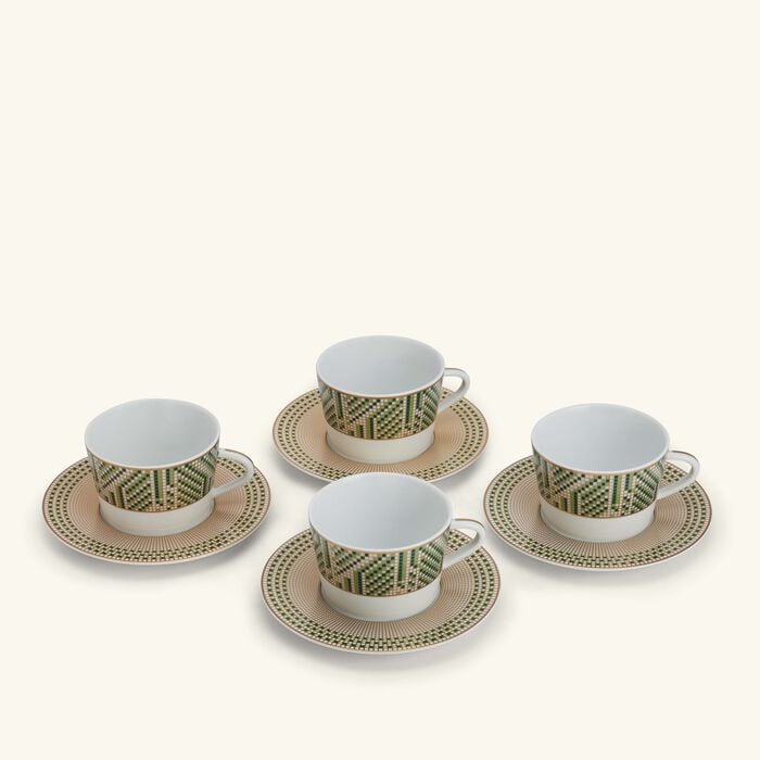 Augusta Tea Cup & Saucer Green Set Of 4 bernardaud augusta tea cup saucer green set of 4