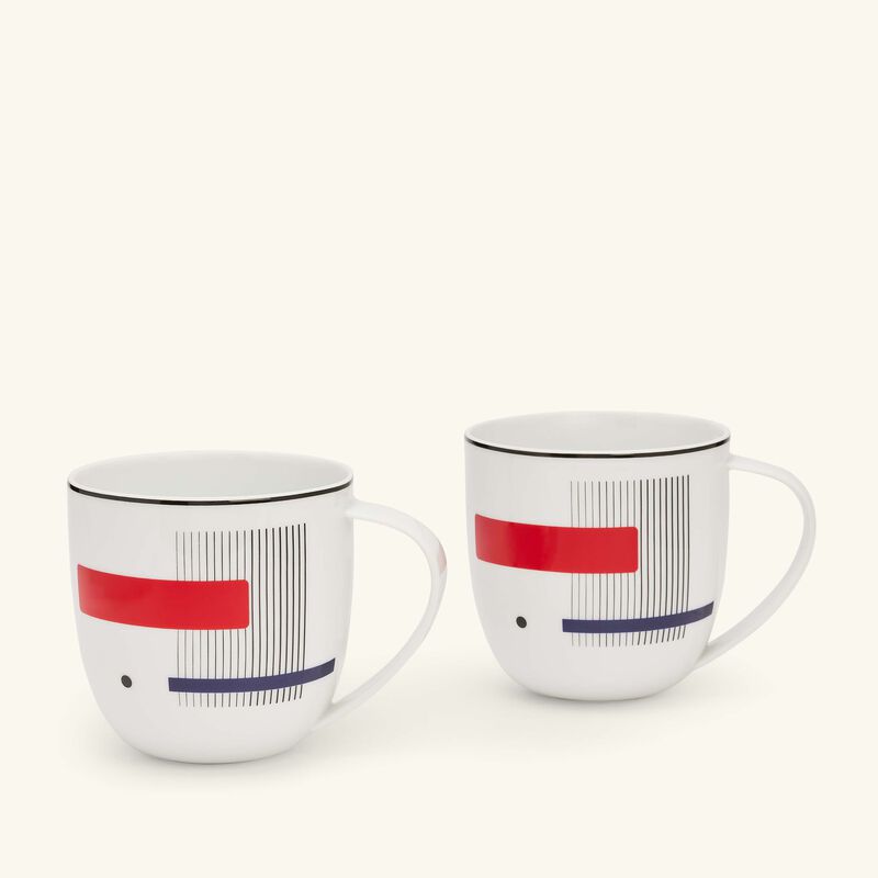 برناردو طقم أوسكار مؤلف من كوبين للشاي والقهوة باللون الأحمر