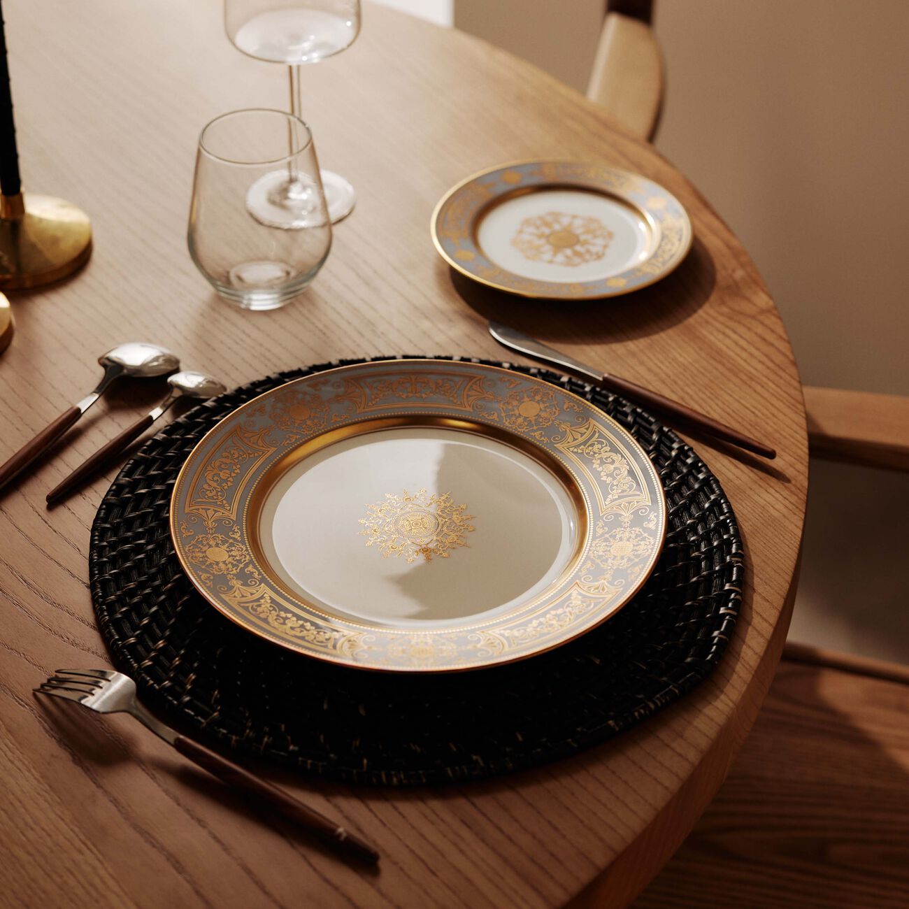 bernardaud aux rois dinner plate round gold 26cm