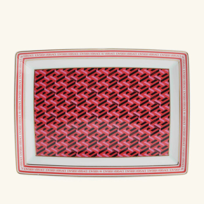 versace la greca signature serving platter rectangular red 21cm