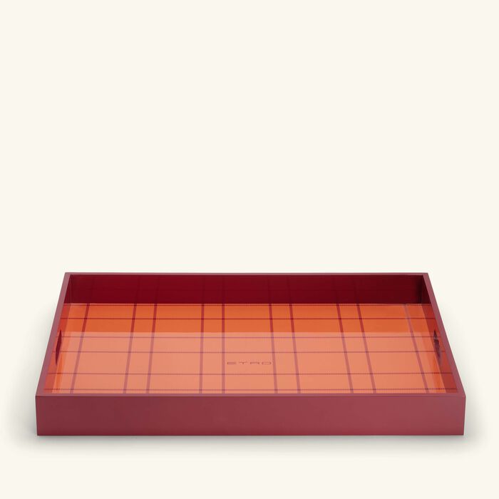 etro tartan tray rectangular large red