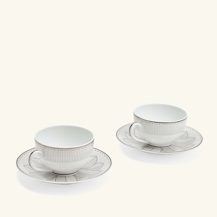 christofle malmaison imp riale tea cup   saucer set of 2 white