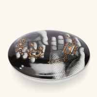 fornasetti mano con gioielli decorative box round black