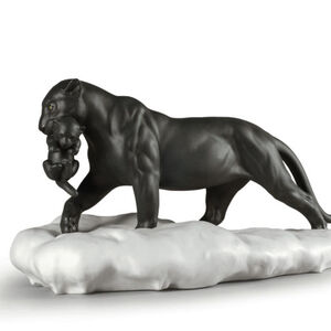 تمثال النمر الأسود مع شبل, medium